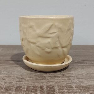 McCoy Pottery Vintage Butterfly Vase 1940s Yellow Glazed FLAWS